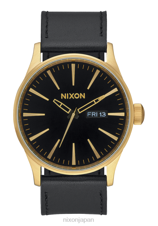 時計 jp Nixon セントリーレザー ゴールド/ブラック DNT453