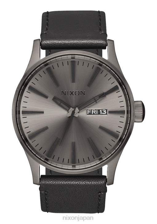 時計 jp Nixon セントリーレザー ガンメタル/ブラック DNT454