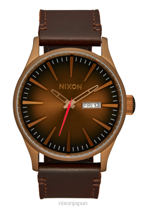 時計 jp Nixon セントリーレザー ブロンズ/ブラック DNT459