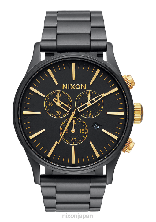 時計 jp Nixon セントリークロノ マットブラック/ゴールド DNT474