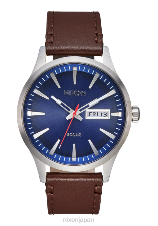 時計 jp Nixon セントリーソーラーレザー ネイビーサンレイ/シルバー DNT495